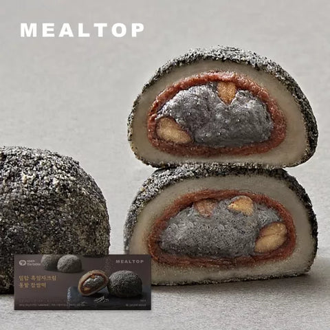 [Mealtop] Black sesame cream whole red bean glutinous rice cake • 흑임자 크림 통팥 찹쌀떡 360g(=6's)