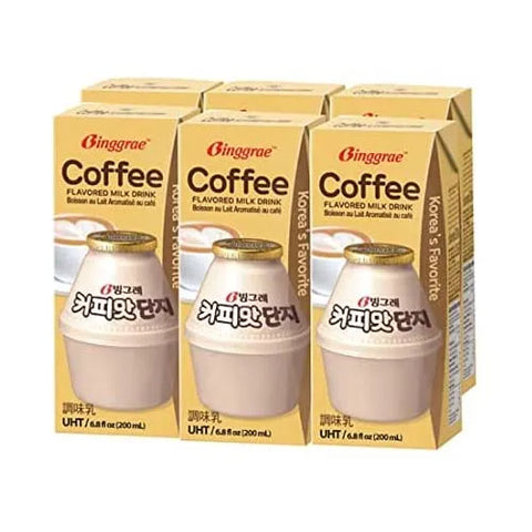 [BINGGRAE] Coffee Flavored Milk • 커피맛 우유 200ml x 6pk