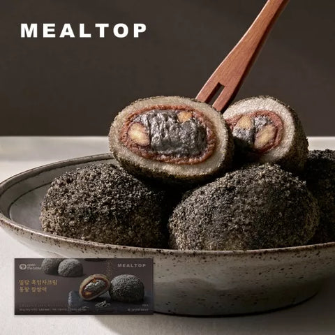 [Mealtop] Black sesame cream whole red bean glutinous rice cake • 흑임자 크림 통팥 찹쌀떡 360g(=6's)