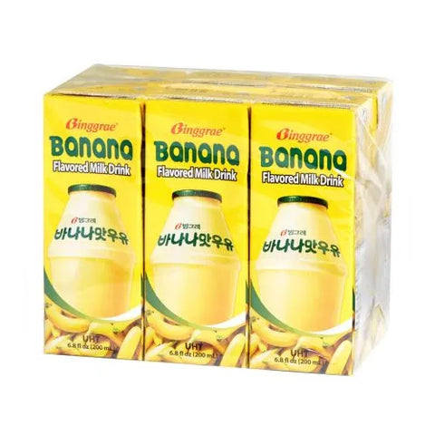 [BINGGRAE] Banana Flavored Milk • 바나나맛 우유 200ml x 6pk