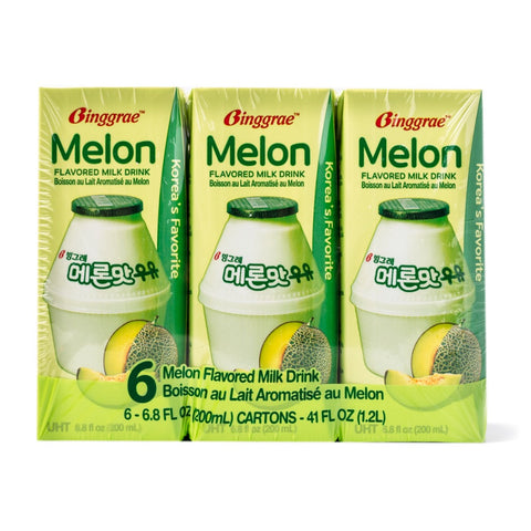 [BINGGRAE] Melon Flavored Milk • 멜론맛 우유 200ml x 6pk